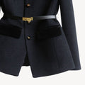 Tweed Peplum Blazer met Lange Mouwen en Riem voor Dames - View 3
