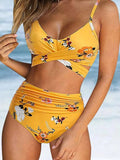 Tweedelige Bikini Set met Bandeau Bovenstuk voor Dames - Geel