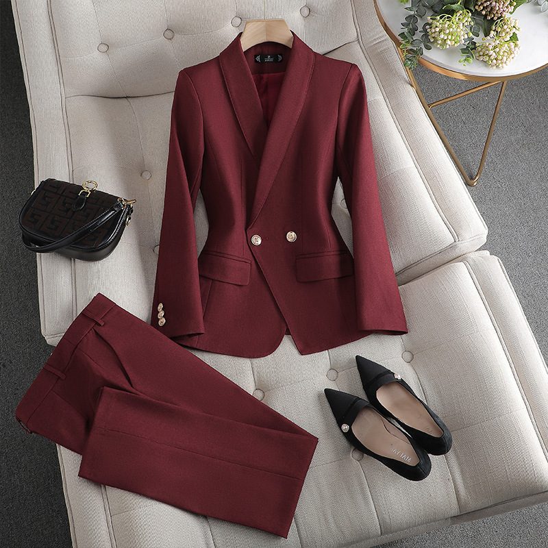 Tweedelige Blazer Set met Dubbele Knoopsluiting voor Dames