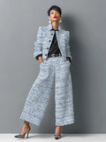 Tweedelige Broekpak met Brede Revers voor Dames - Blauw