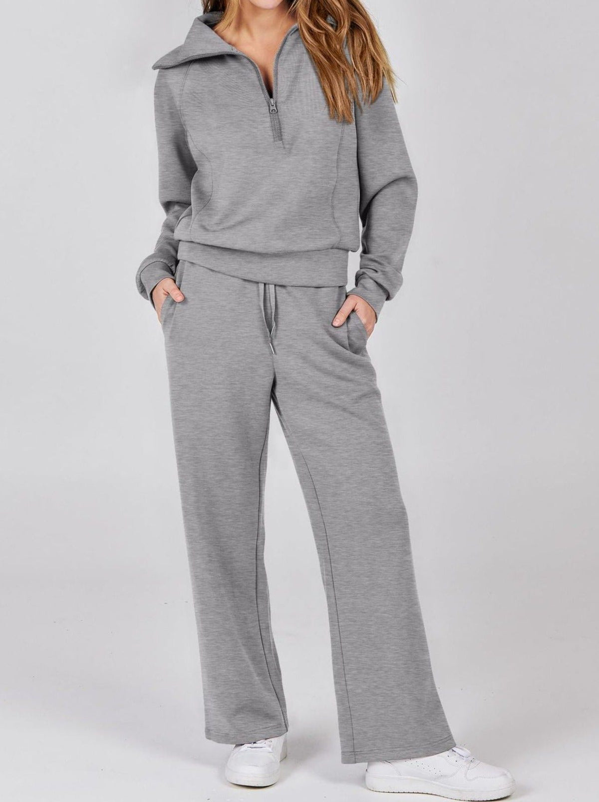 Tweedelige Joggingset met Rits voor Dames - Grijs