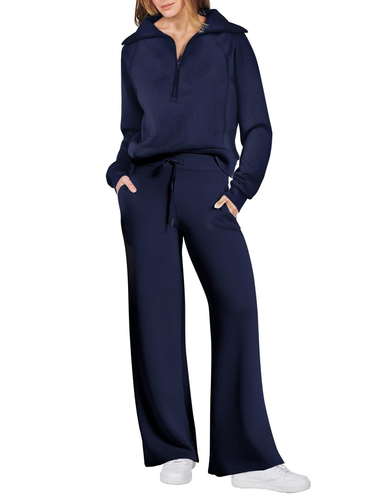 Tweedelige Joggingset met Rits voor Dames - Donkerblauw