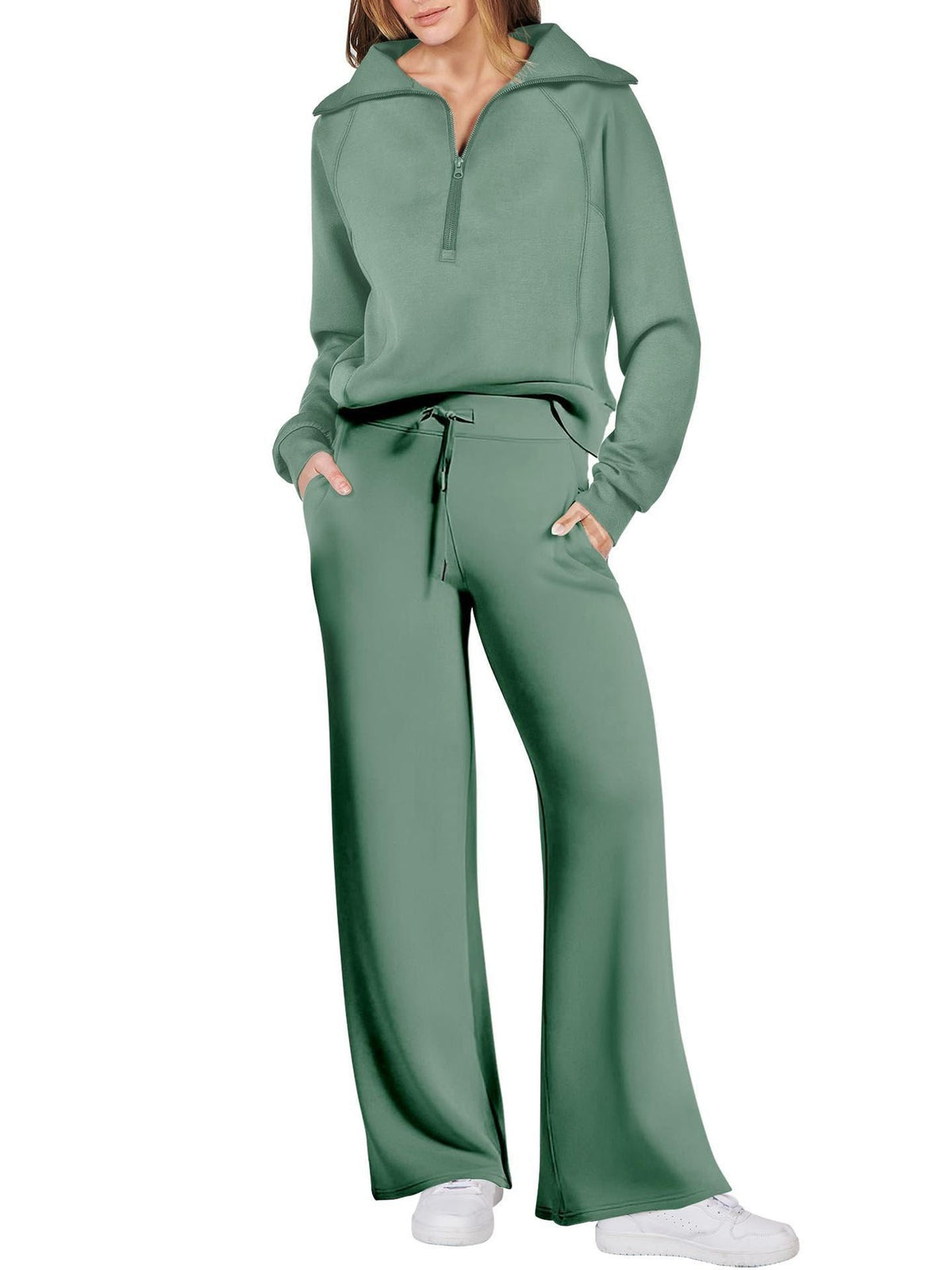 Tweedelige Joggingset met Rits voor Dames - Lichtgroen