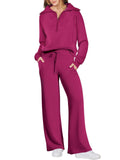 Tweedelige Joggingset met Rits voor Dames - Donkerroze