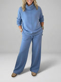 Tweedelige Set met Opstaande Kraag voor Dames - Blauw