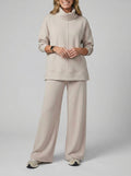Tweedelige Set met Opstaande Kraag voor Dames - Beige