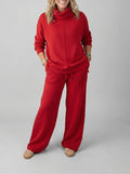 Tweedelige Set met Opstaande Kraag voor Dames - Rood