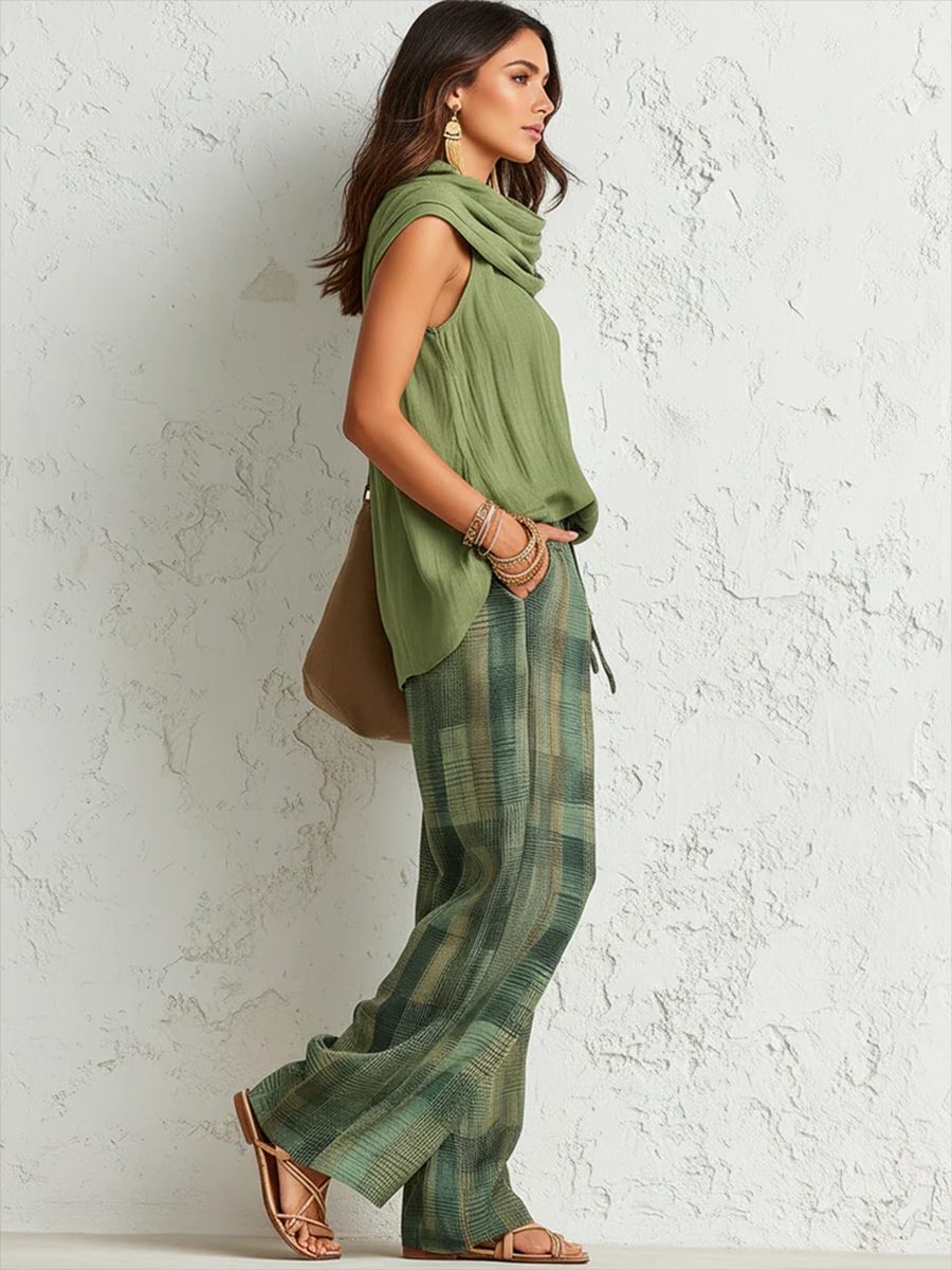 Tweedelige Set met Wijde Pijp Broek voor Dames - View 5