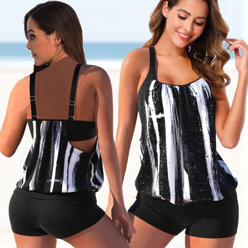 Tweedelige Tankini Set voor Dames - Zwart