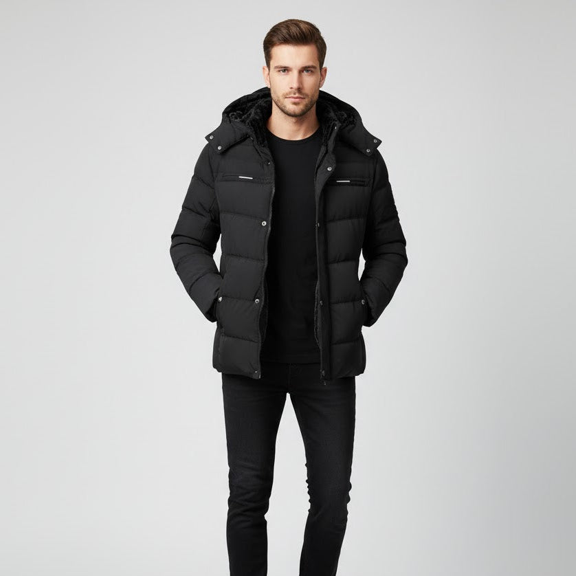 Parka Winterjas met Capuchon en Fleece Voering voor Heren