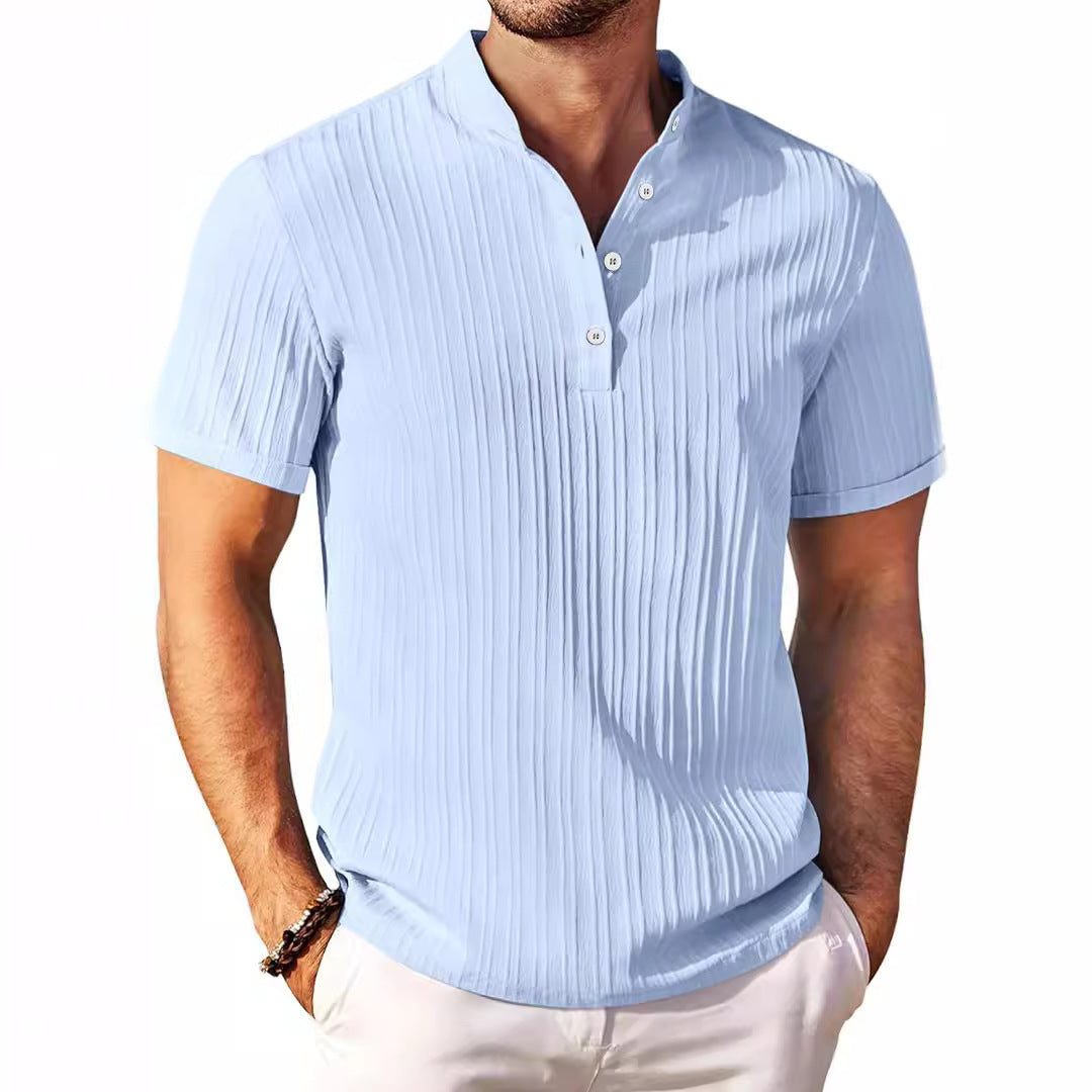 Geruite Henley-Shirt met Korte Mouwen voor Heren