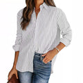 Gestreepte Blouse met Klassieke Kraag voor Dames - View 2
