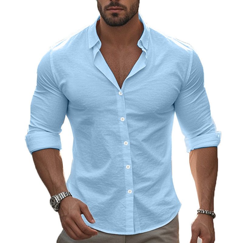 Button-Down Overhemd met Opstaande Kraag voor Heren