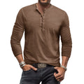 Henley Overhemd met Lange Mouwen voor Heren - Khaki