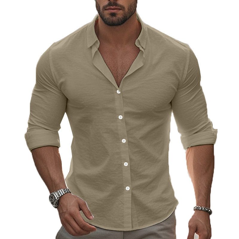 Button-Down Overhemd met Opstaande Kraag voor Heren - View 4