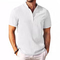 Geruite Henley-Shirt met Korte Mouwen voor Heren - Wit