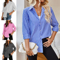 Gestreepte Blouse met Klassieke Kraag voor Dames