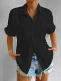 Oversized Geknöpfte Blouse voor Dames - Zwart