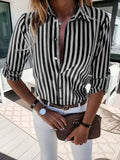 Gestreepte Blouse met Lange Mouwen voor Dames - Zwart