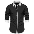 Button-Down Overhemd met Contrasterende Kraag voor Heren - Zwart