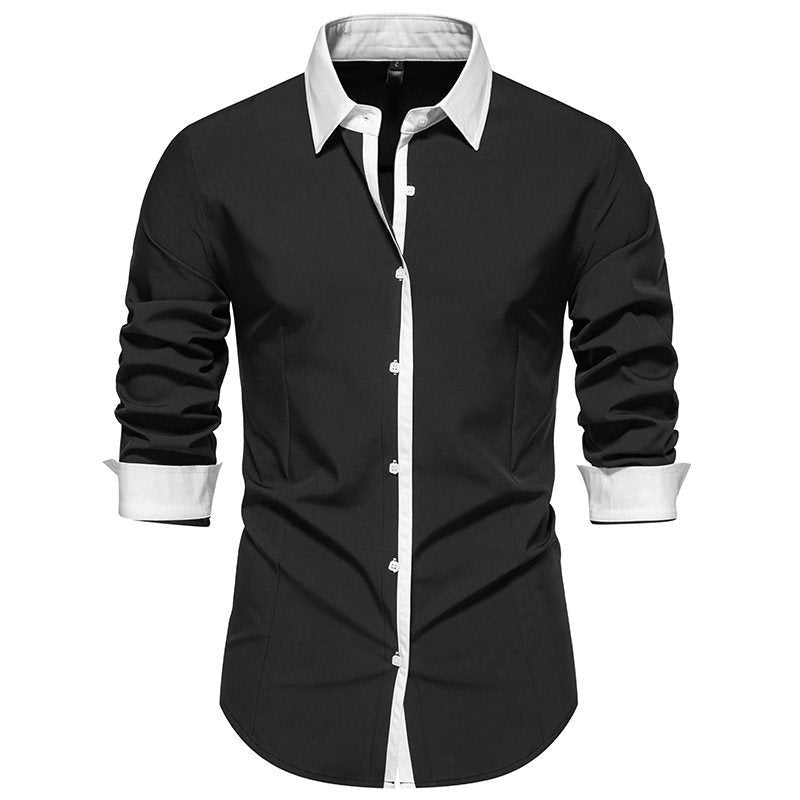 Button-Down Overhemd met Contrasterende Kraag voor Heren - Zwart