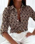 Gestreepte Blouse met Lange Mouwen voor Dames - Bruin