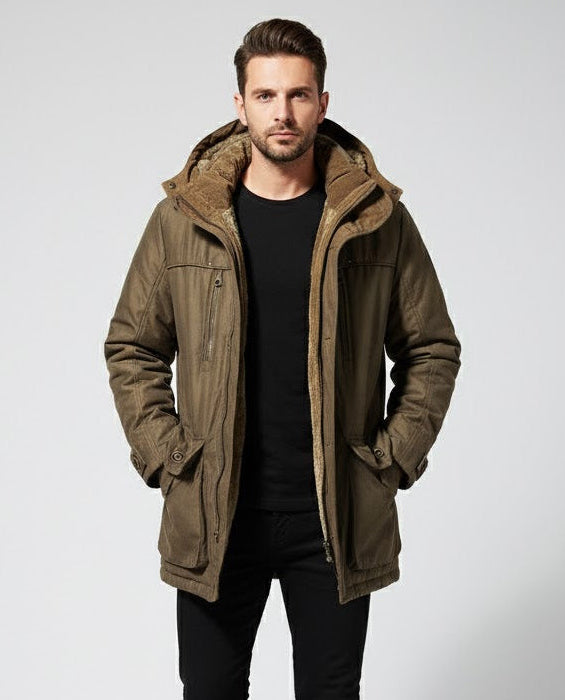 Winterjas met Capuchon en Fleece Voering voor Heren