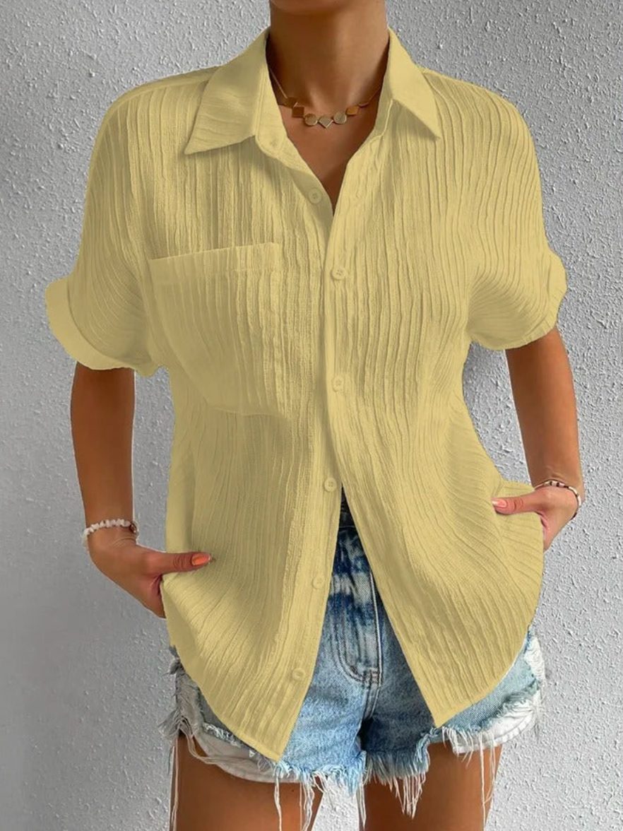 Oversized Geknöpfte Blouse voor Dames - Geel