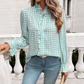 Gestreepte Blouse met Ruches en Knoopsluiting voor Dames - Edelleute