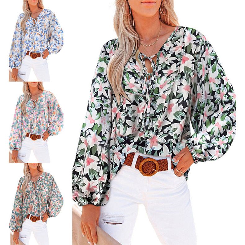 Blouse met Volumineuze Mouwen en Bloemenprint voor Dames