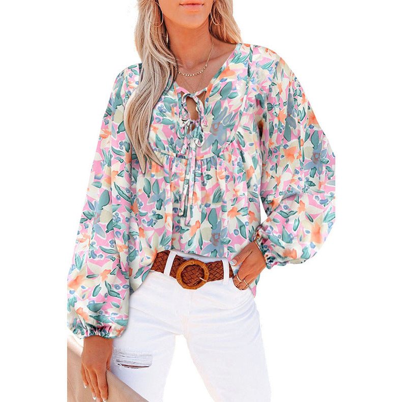 Blouse met Volumineuze Mouwen en Bloemenprint voor Dames