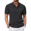 Geruite Henley-Shirt met Korte Mouwen voor Heren - Zwart