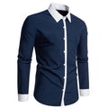 Button-Down Overhemd met Contrasterende Kraag voor Heren - Marineblauw
