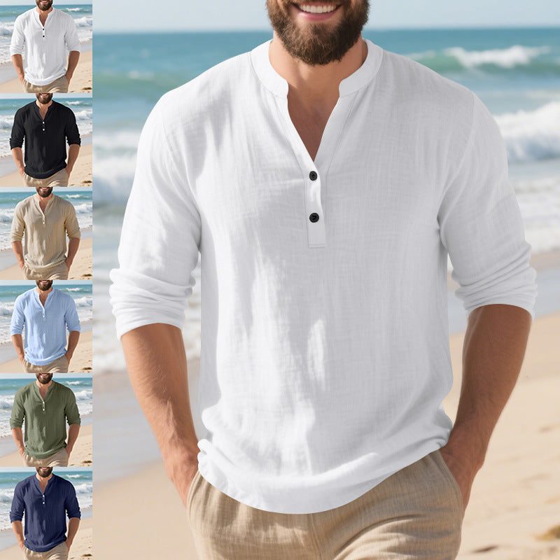Henley Shirt met Textuurpatroon voor Heren