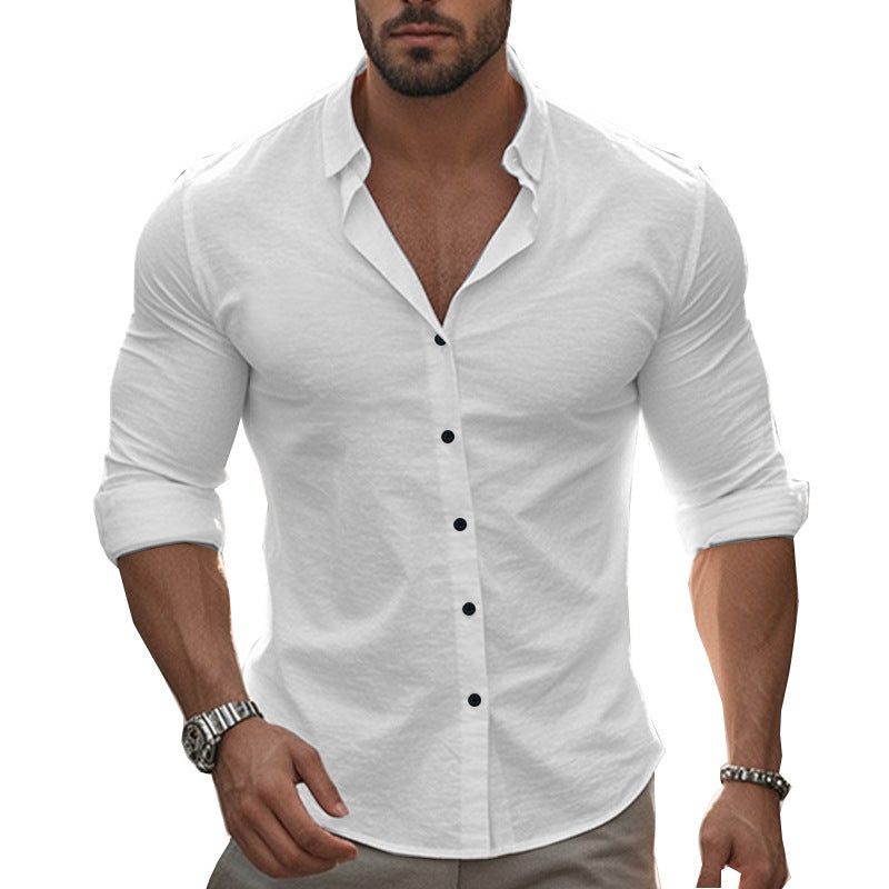 Button-Down Overhemd met Opstaande Kraag voor Heren