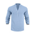 Henley Shirt met Textuurpatroon voor Heren - Lichtblauw