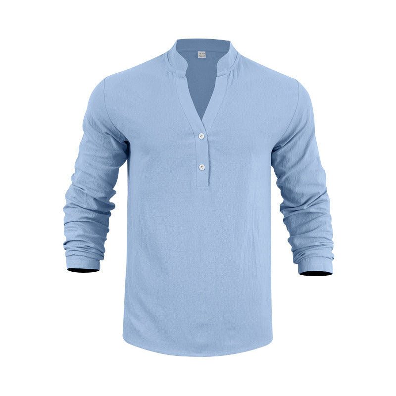 Henley Shirt met Textuurpatroon voor Heren - Lichtblauw