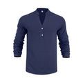 Henley Shirt met Textuurpatroon voor Heren - Donkerblauw