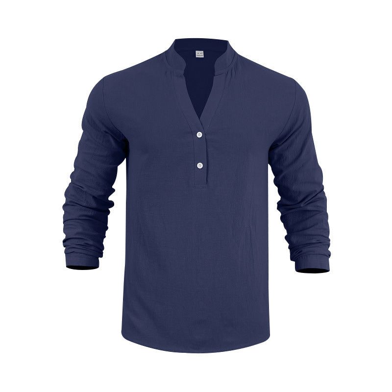 Henley Shirt met Textuurpatroon voor Heren - Donkerblauw