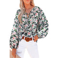 Blouse met Volumineuze Mouwen en Bloemenprint voor Dames - Zwart