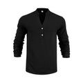 Henley Shirt met Textuurpatroon voor Heren - Zwart