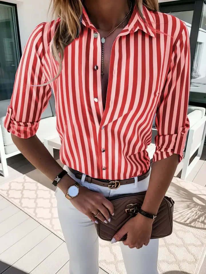 Gestreepte Blouse met Lange Mouwen voor Dames