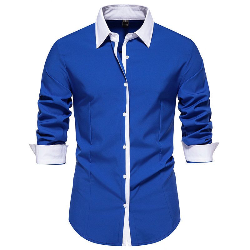 Button-Down Overhemd met Contrasterende Kraag voor Heren - Blauw