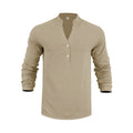 Henley Shirt met Textuurpatroon voor Heren - Khaki