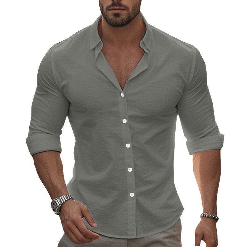 Button-Down Overhemd met Opstaande Kraag voor Heren - View 6