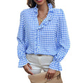 Gestreepte Blouse met Ruches en Knoopsluiting voor Dames - View 5