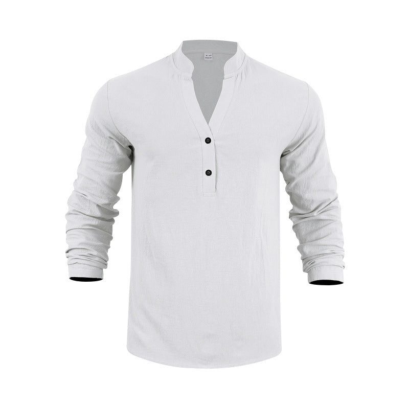 Henley Shirt met Textuurpatroon voor Heren - Wit