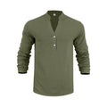 Henley Shirt met Textuurpatroon voor Heren - Olijfgroen