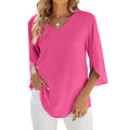 V-Hals Blouse met 3/4 Mouwen voor Dames