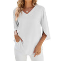 V-Hals Blouse met 3/4 Mouwen voor Dames - Wit